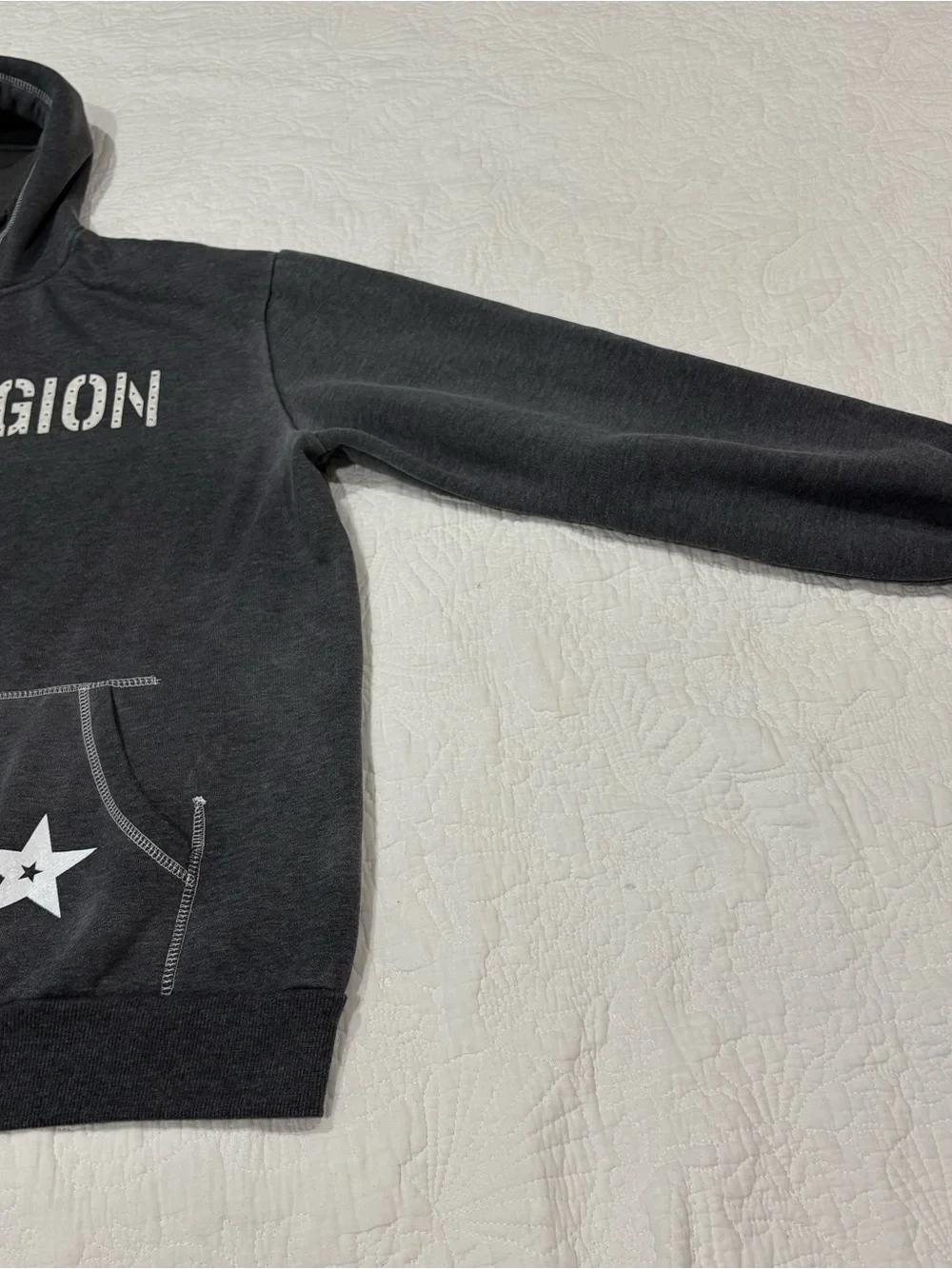 Vintage True Religion Big Logo Men’s Hoodie Zip Up Size XL Gray Stars Authentic
